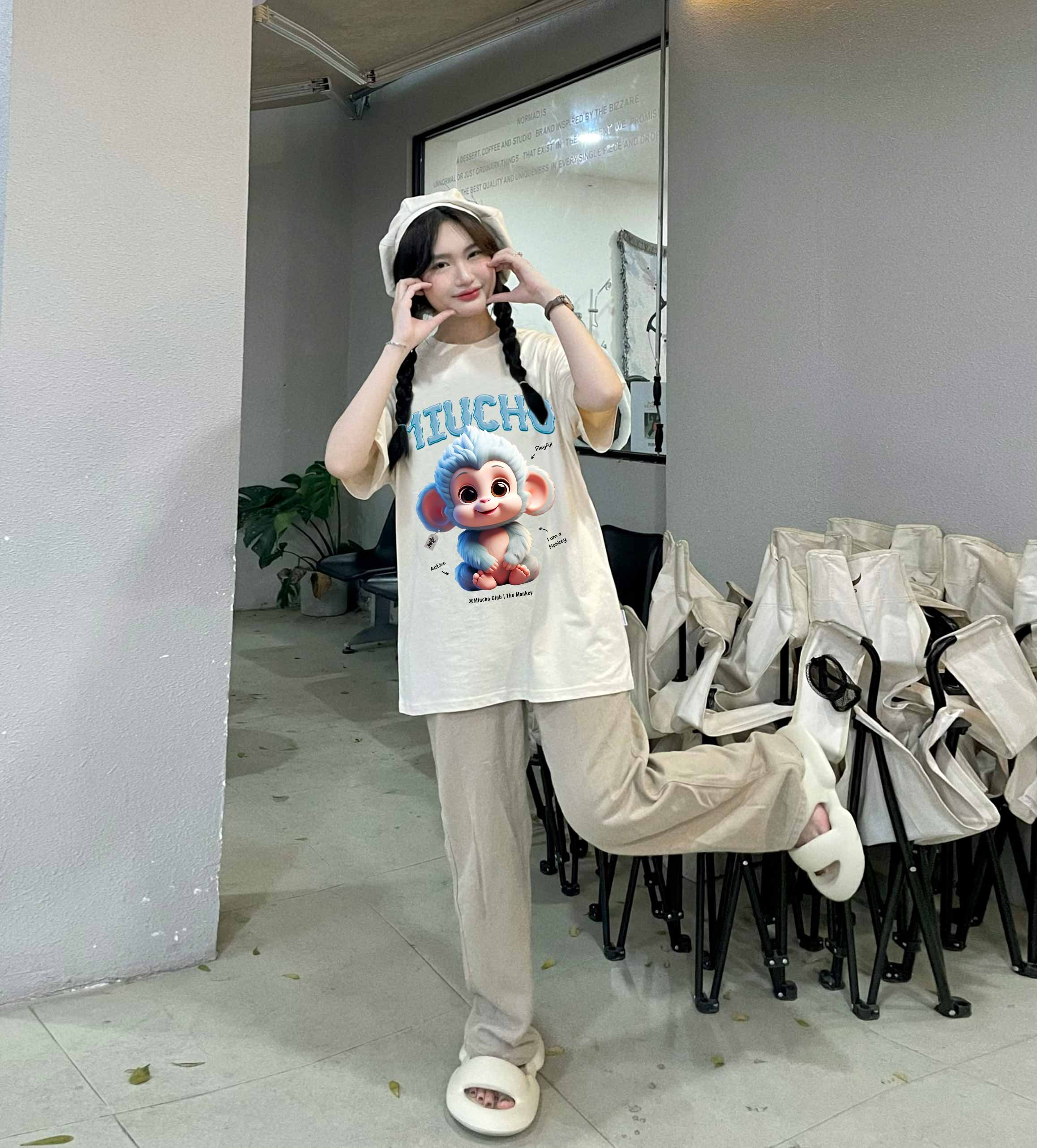 Áo thun form rộng 12 con giáp tuổi Thân (tuổi khỉ) ATD1243 Miucho tay ngắn cổ tròn in mix_thumbnail_3