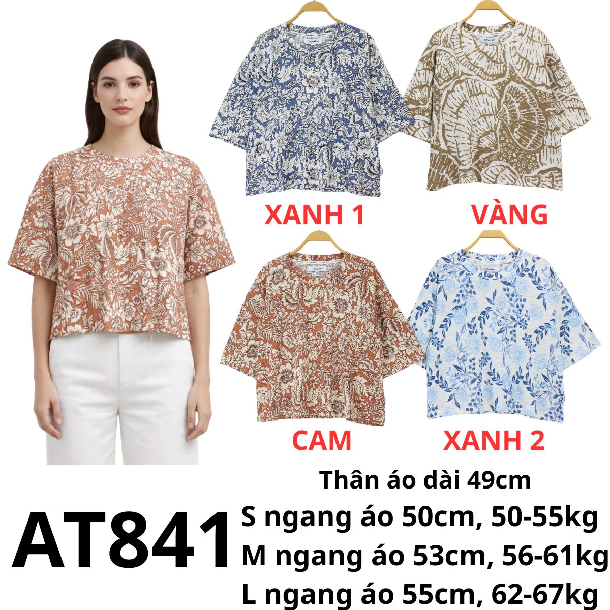 AT841- Áo thun hoa văn Linen