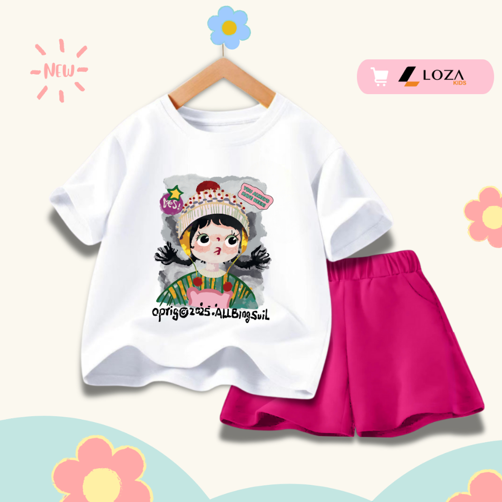 Đồ bộ bé gái in hình bé gái hot trend -  Loza Kids SB356_thumbnail_0