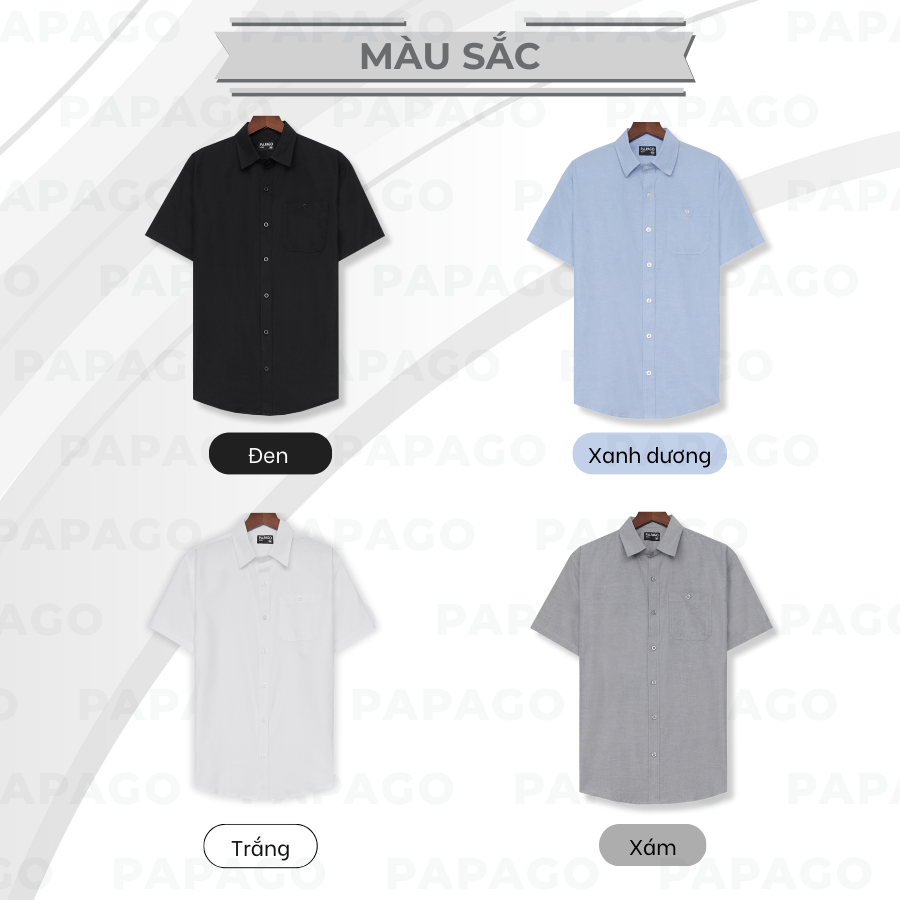 Áo sơ mi nam trung niên PAPAGO vải oxford tay ngắn lai bầu - P24SNCT001_thumbnail_5