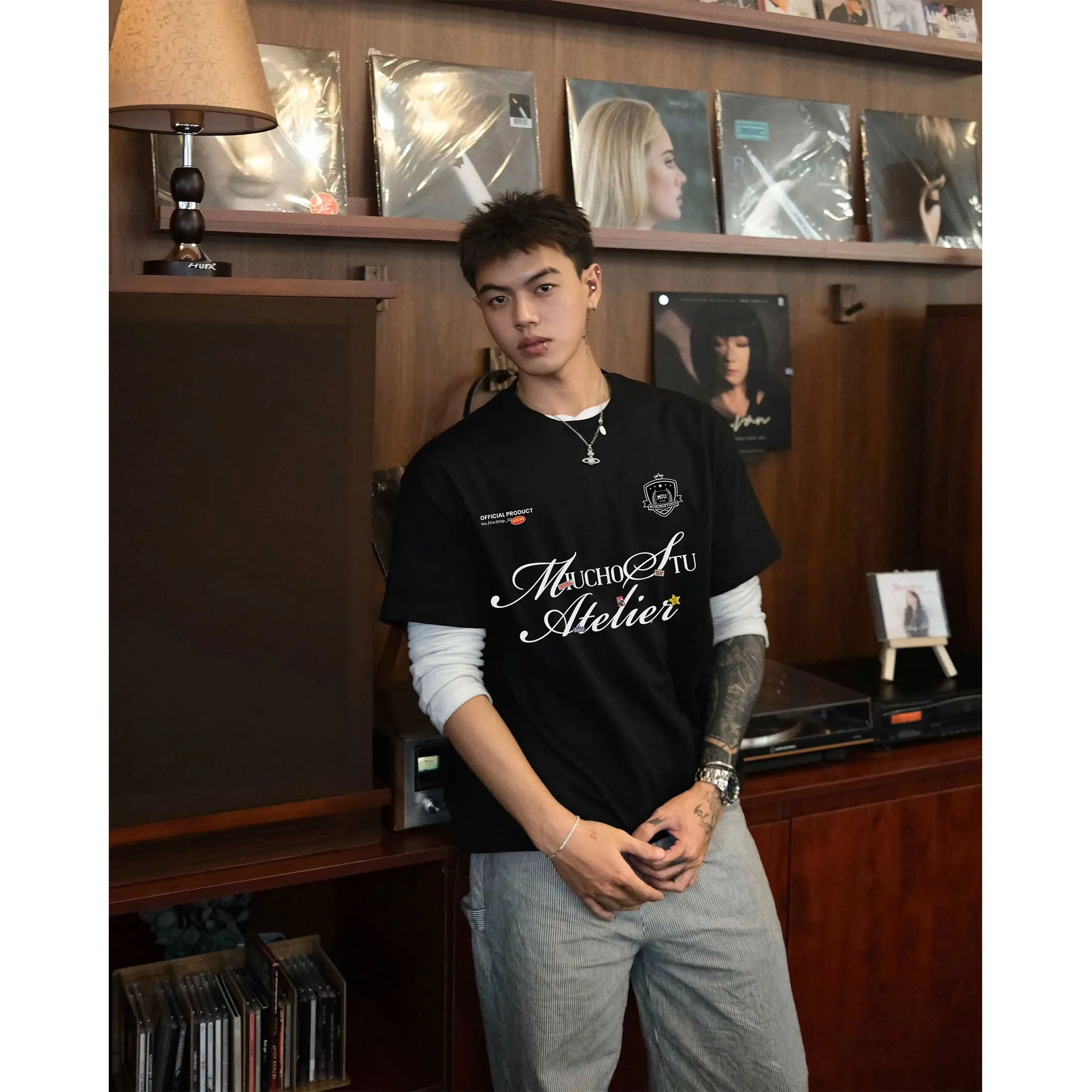 Áo thun nam nữ form boxy 2531 Miucho Club vải cotton thoáng mát thiết kế basic nhiều màu in mix_thumbnail_2