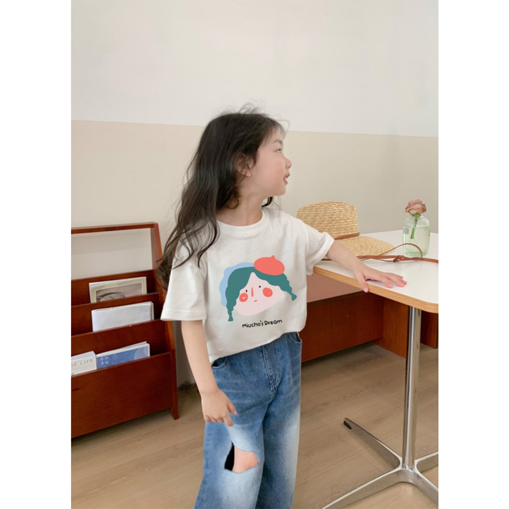 Áo thun dễ thương cho bé gái form rộng AED655 Miucho Kid 100% vải cotton thoáng mát basic_thumbnail_5