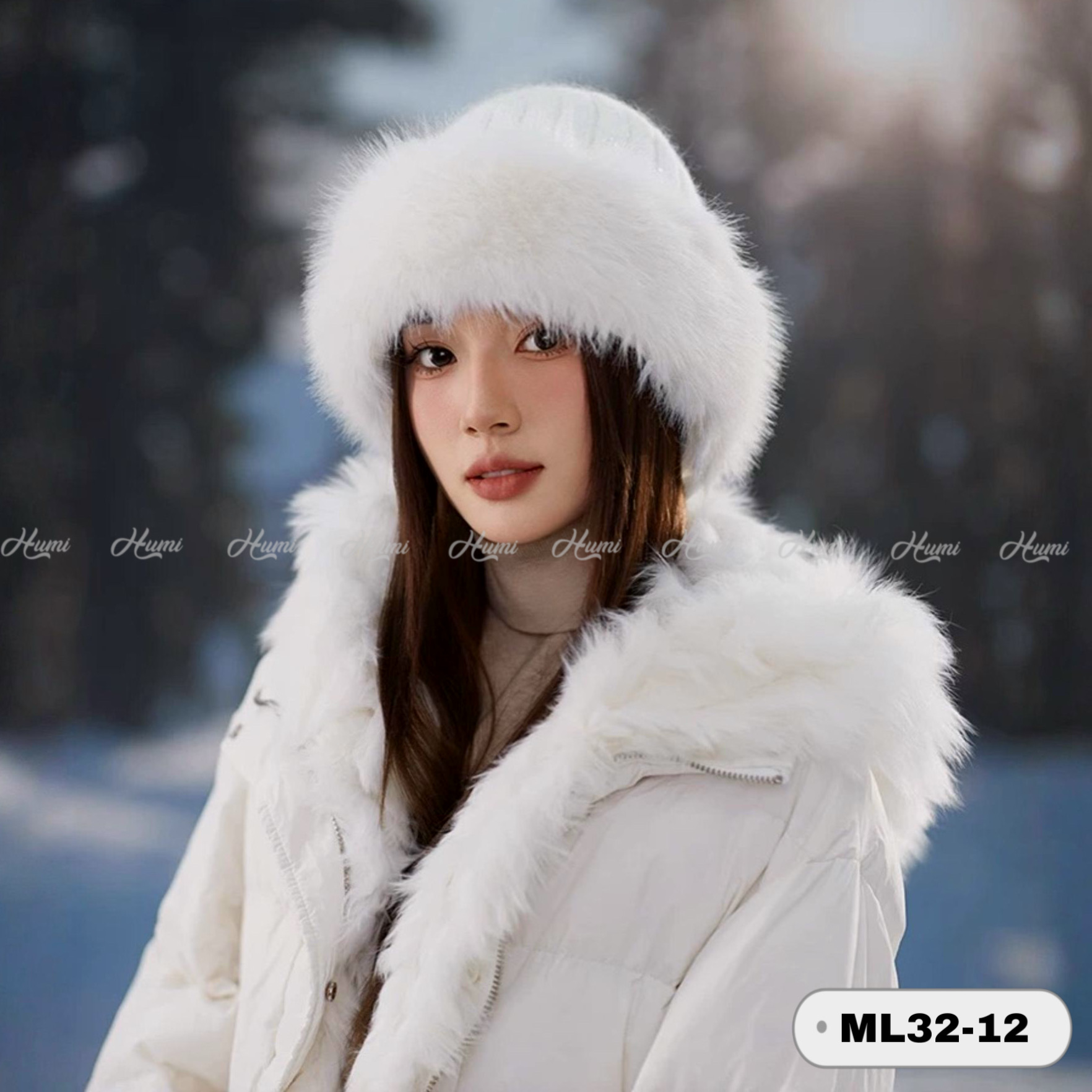 MŨ LEN MÔNG CỔ (ML32-12 Trắng)