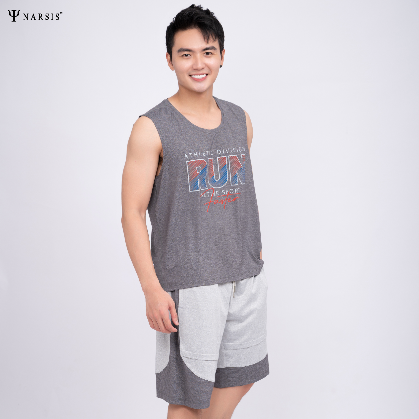 BỘ HÈ THỂ THAO NAM CHỮ RUN THÔNG HƠI THOÁNG KHÍ E23007 NARSIS CHẤT LIỆU THOÁNG MÁT, DỄ CHỊU, THOẢ...