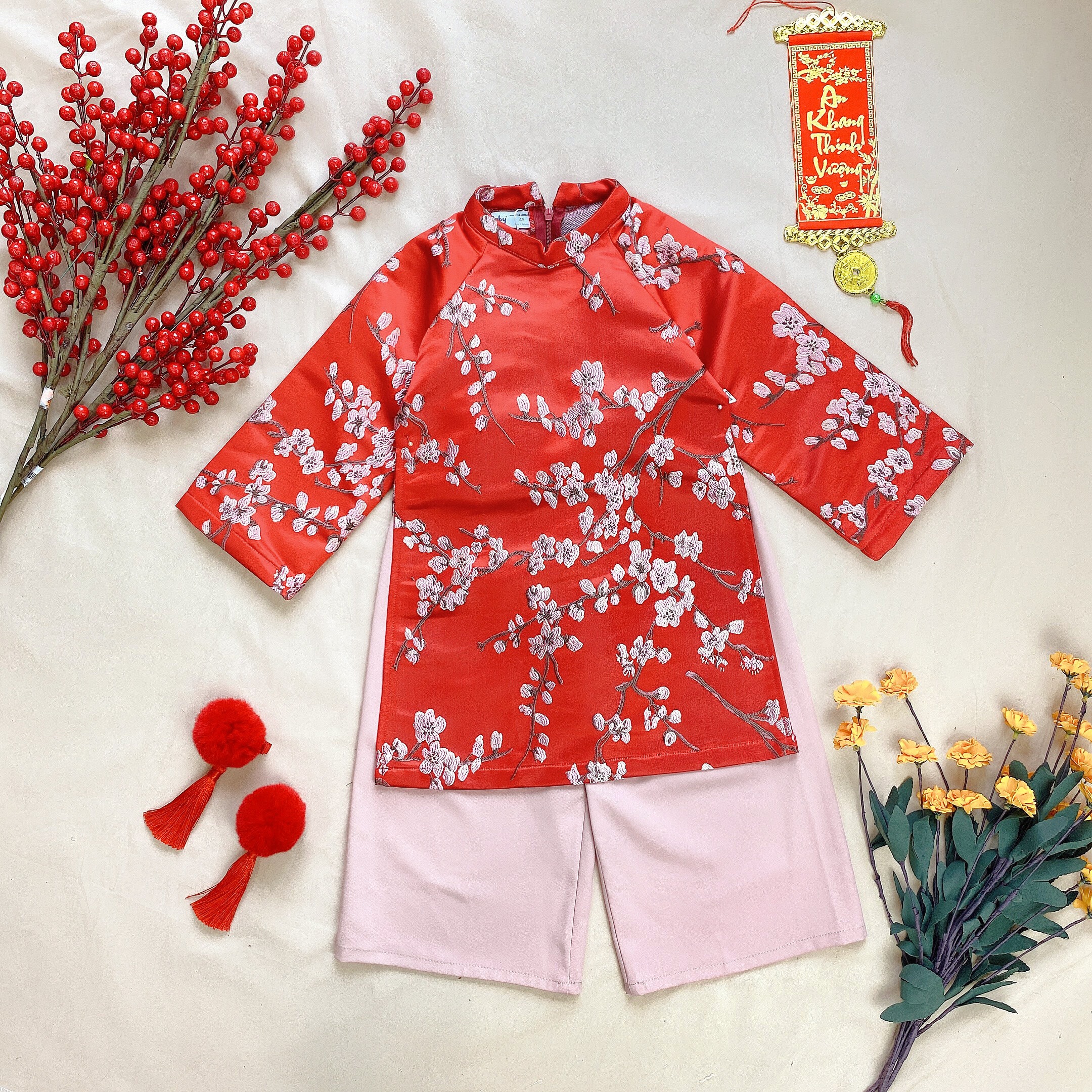 Set áo dài gấm hoa đào_thumbnail_3