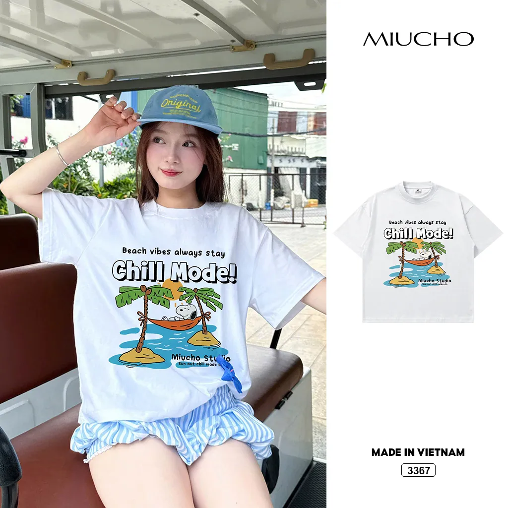 Áo thun boxy nam nữ chill mode Miucho 3367