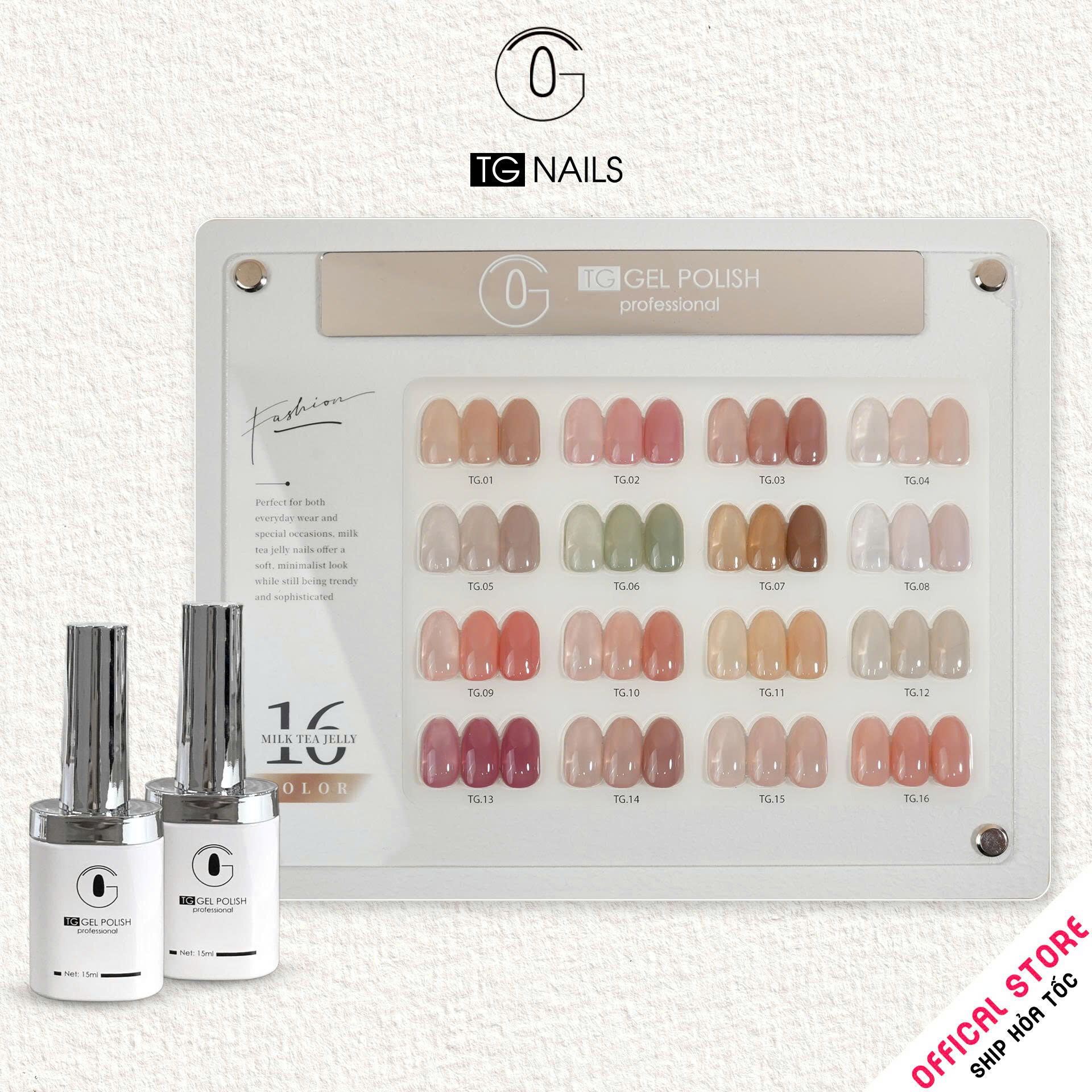 Sơn móng gel TG. Dung tích: 15ml/ lọ. Nhãn hàng TG nail.