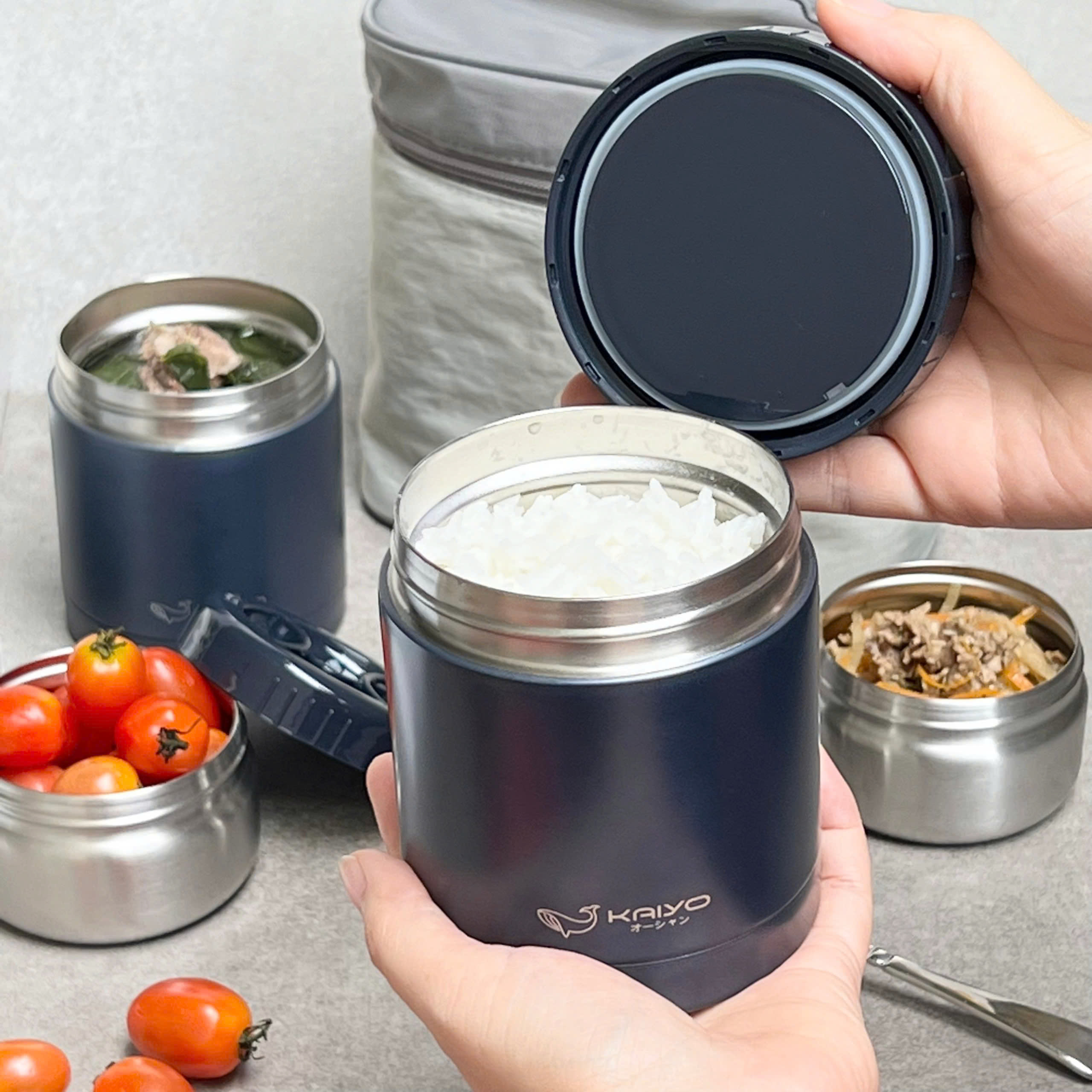 Bộ Hộp Cơm Giữ Nhiệt 5 món Kaiyo 1200ml (4 hộp+1 túi)_thumbnail_12