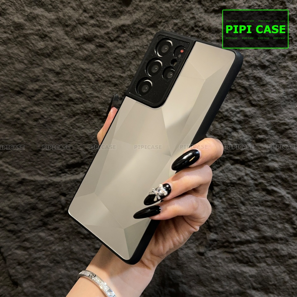 Ốp Lưng Samsung S21 Ultra 5G - Kim Cương 6D - Bạc