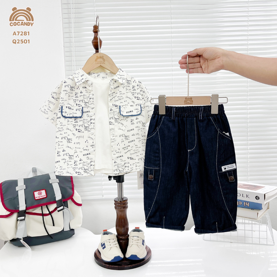 Quần dài Jean XĐẬM 2 ống phối dây cúc_thumbnail_0