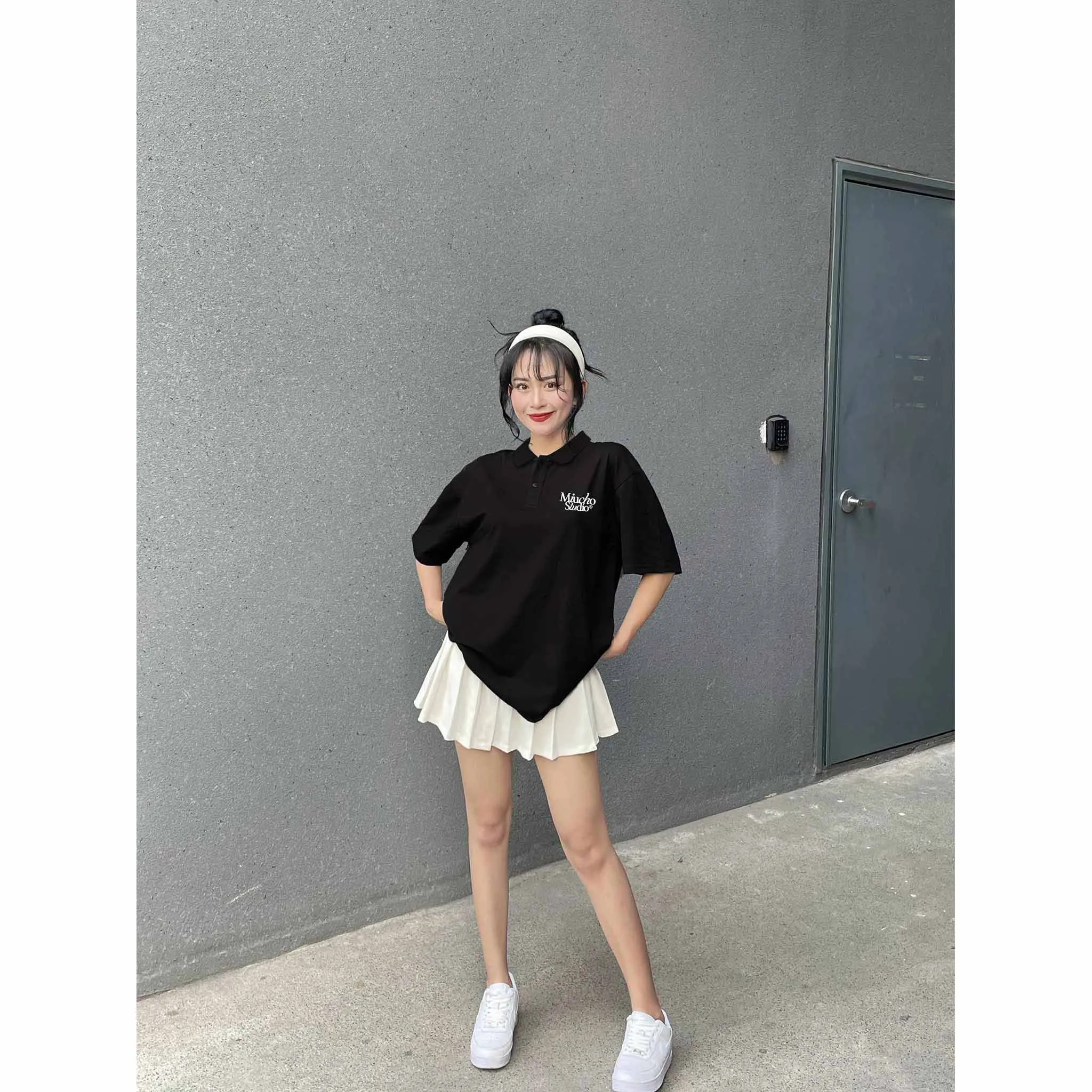 Áo polo form oversize basic 2476 Miucho tay ngắn cổ trụ vải cotton thoáng mát cao cấp_thumbnail_3