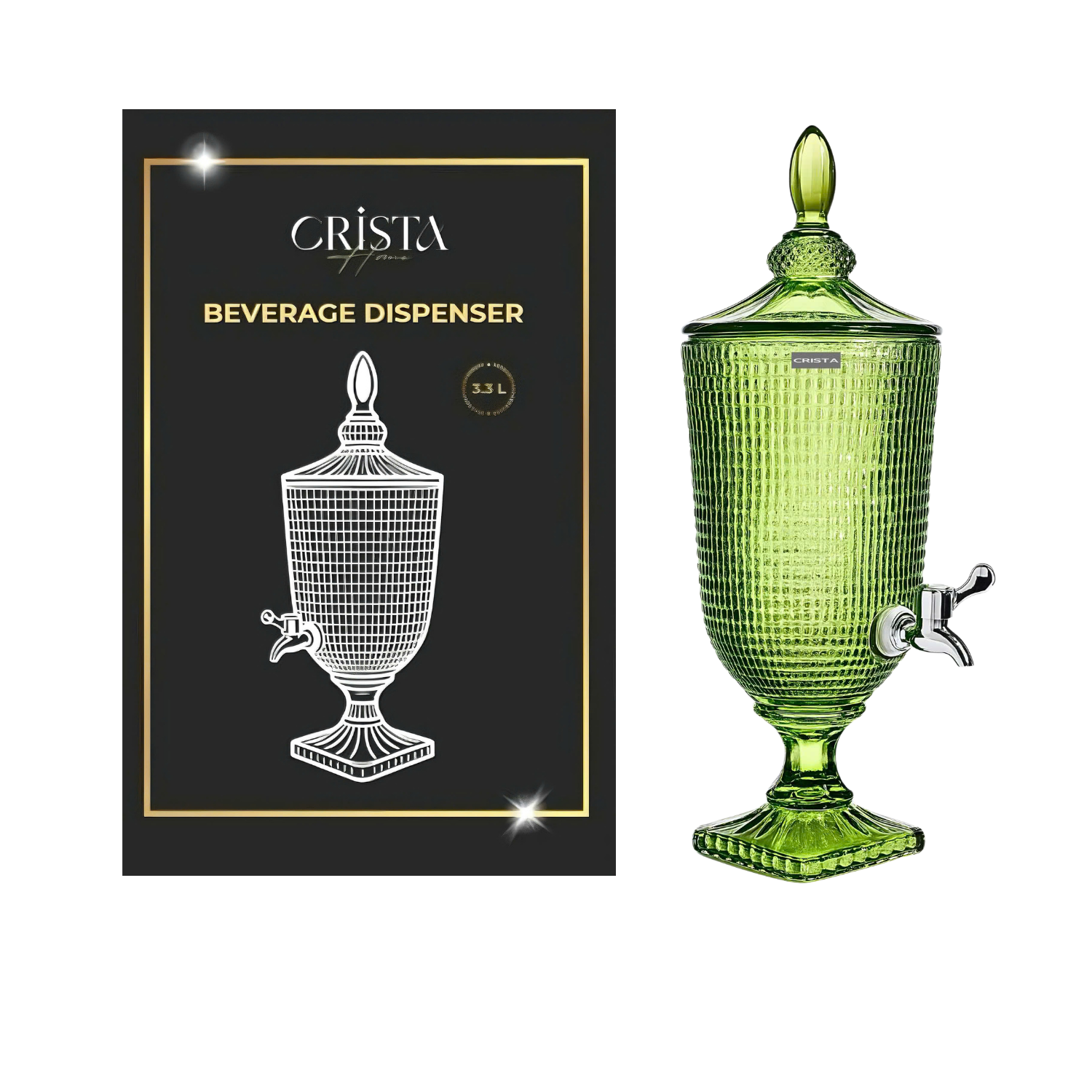 Bình thủy tinh CRISTA HOME vân lưới dập nổi có vòi triết  3.3L_thumbnail_24