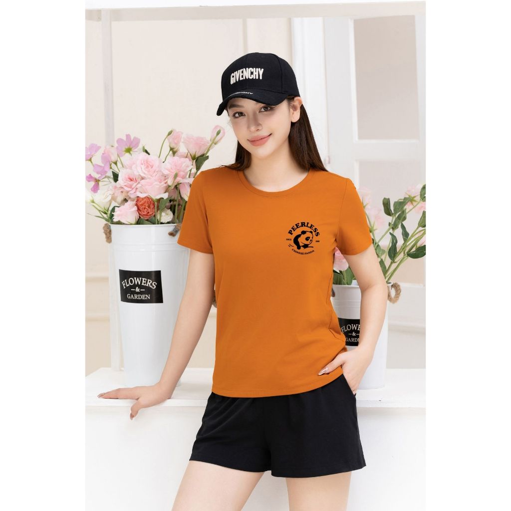 Bộ quần áo nữ dáng vừa in chữ PEERLESS - Set bộ nữ mặc nhà/ đi chơi  (áo thun form vừa + quần đùi) - LOZA VP40_thumbnail_9