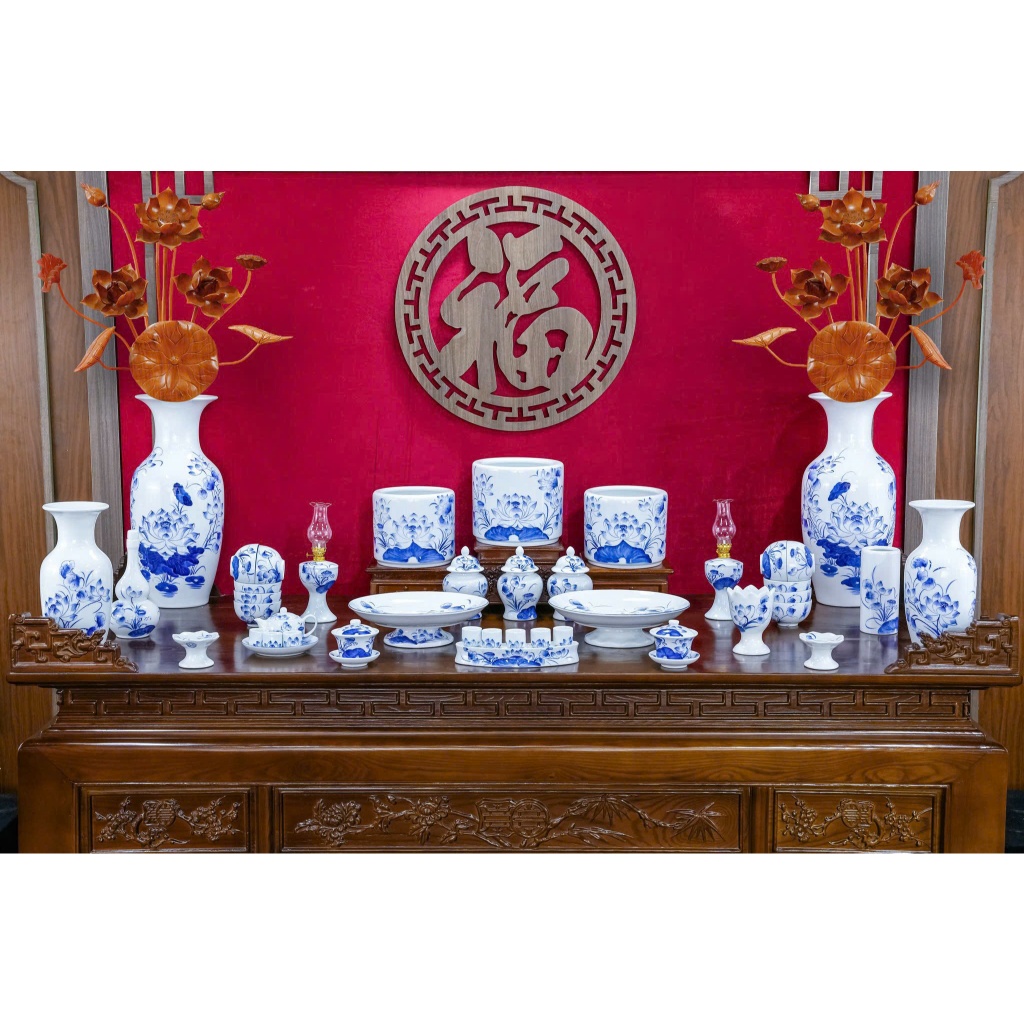 Đồ Thờ Cúng Ly Chén Bát Đựng Phật Thủ Bát Tràng Cao Cấp - MEN SEN CHÀM_thumbnail_7