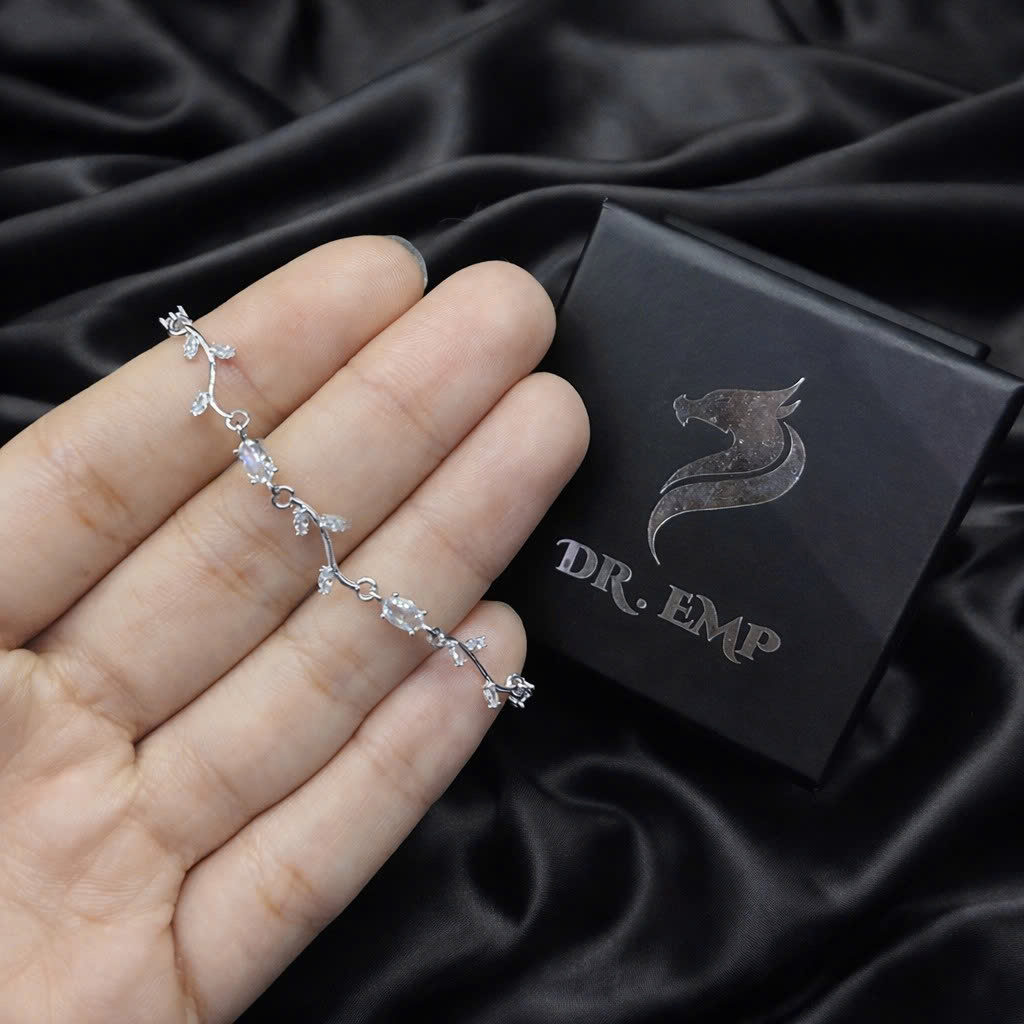 Vòng tay bạc xi kim hoa tulip kim cương đá trắng_thumbnail_2