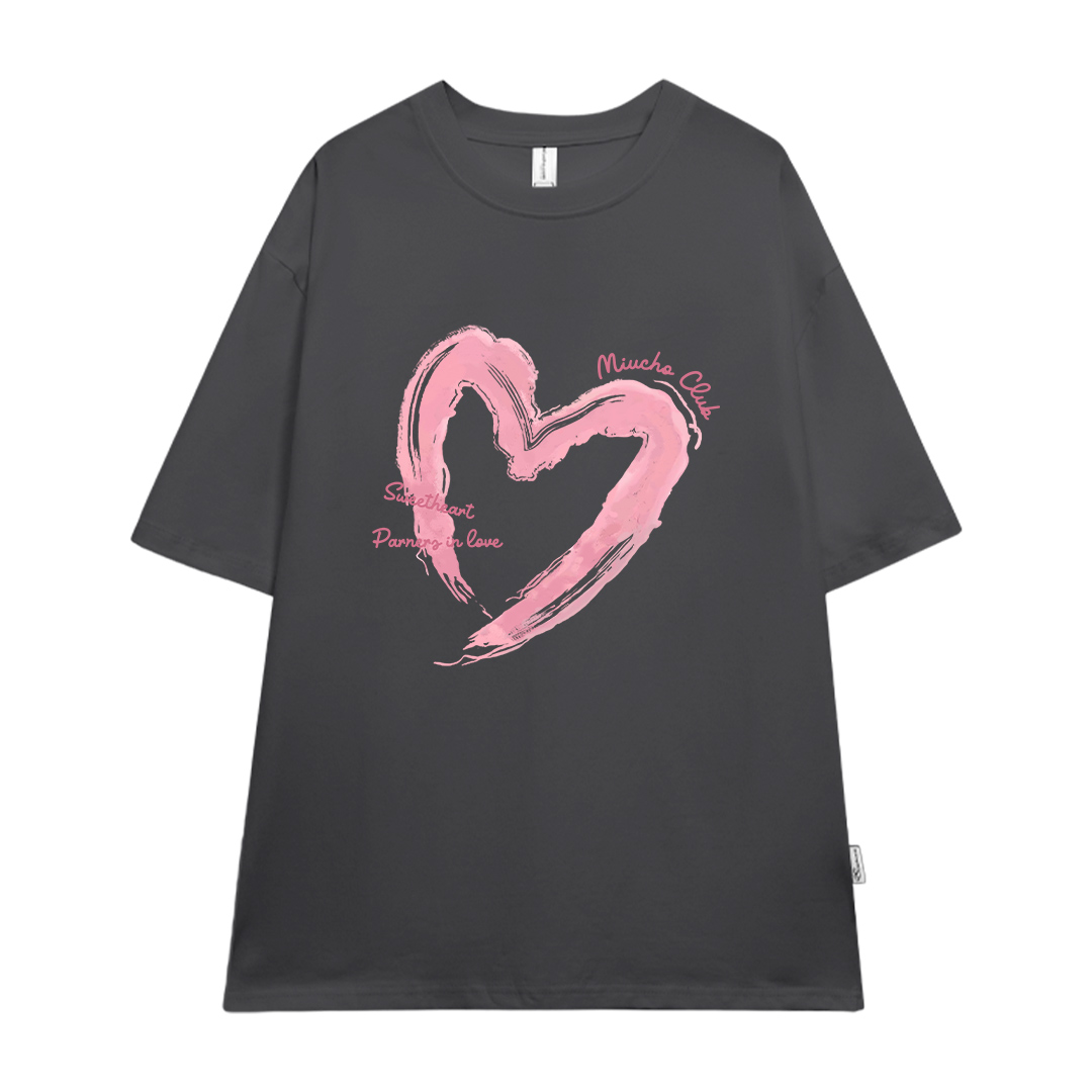 Áo thun cặp nam nữ trái tim form rộng 1941 Miucho cổ tròn vải 4c cotton 220gsm thoáng mát in mix_thumbnail_21