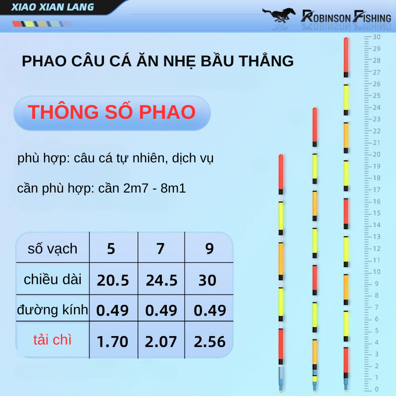 Phao Ống Hút Bầu Thẳng Câu Cá Ăn Nhẹ Bầu