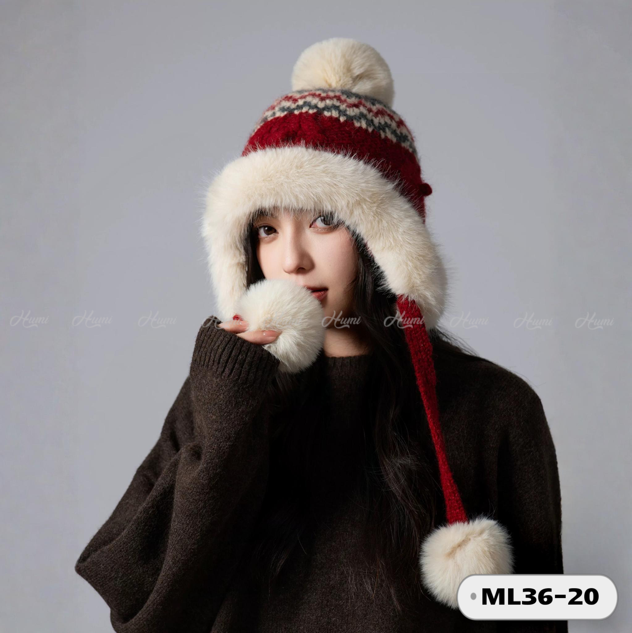 MŨ LEN VÀNH LÔNG (ML36-20 Đỏ)