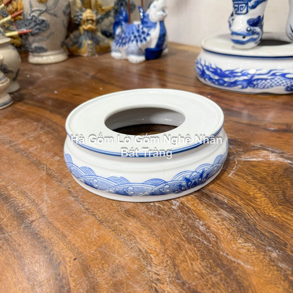 Bát Hương Đồ Thờ Cúng Men Trắng Cổ Hoạ tiết Rồng Bát Tràng (KHÔNG BAO GỒM CHÂN ĐẾ) - MEN TRẮNG_thumbnail_2