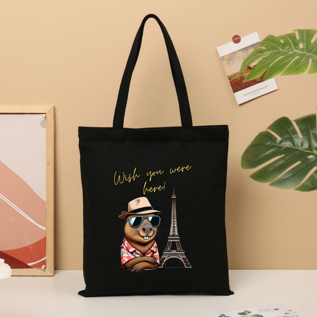 Túi tote vải canvas hình Gấu, Capybara có khoá kéo và ngăn phụ, đi học đi chơi - 𝐖𝐞 𝐓𝐞𝐞 TOTE02_thumbnail_12