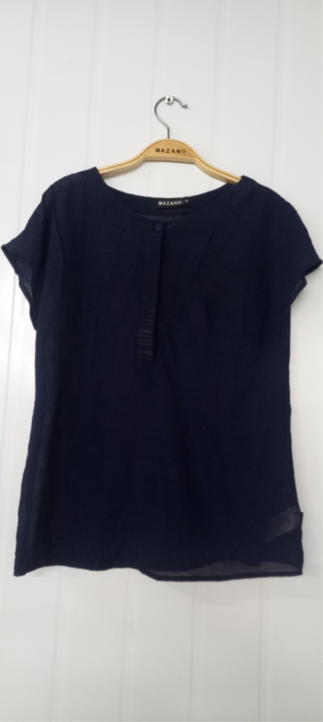 Áo sơ mi xanh tím than cổ tròn