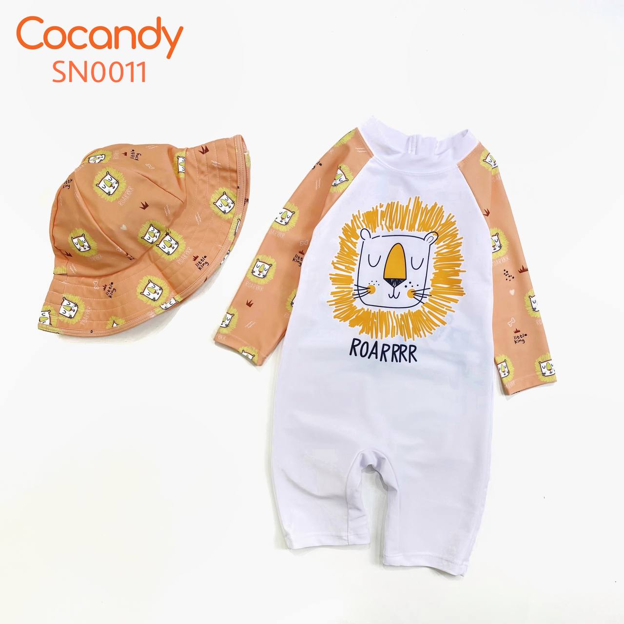 Bộ bơi Bodysuit nhập CAM sư tử + mũ