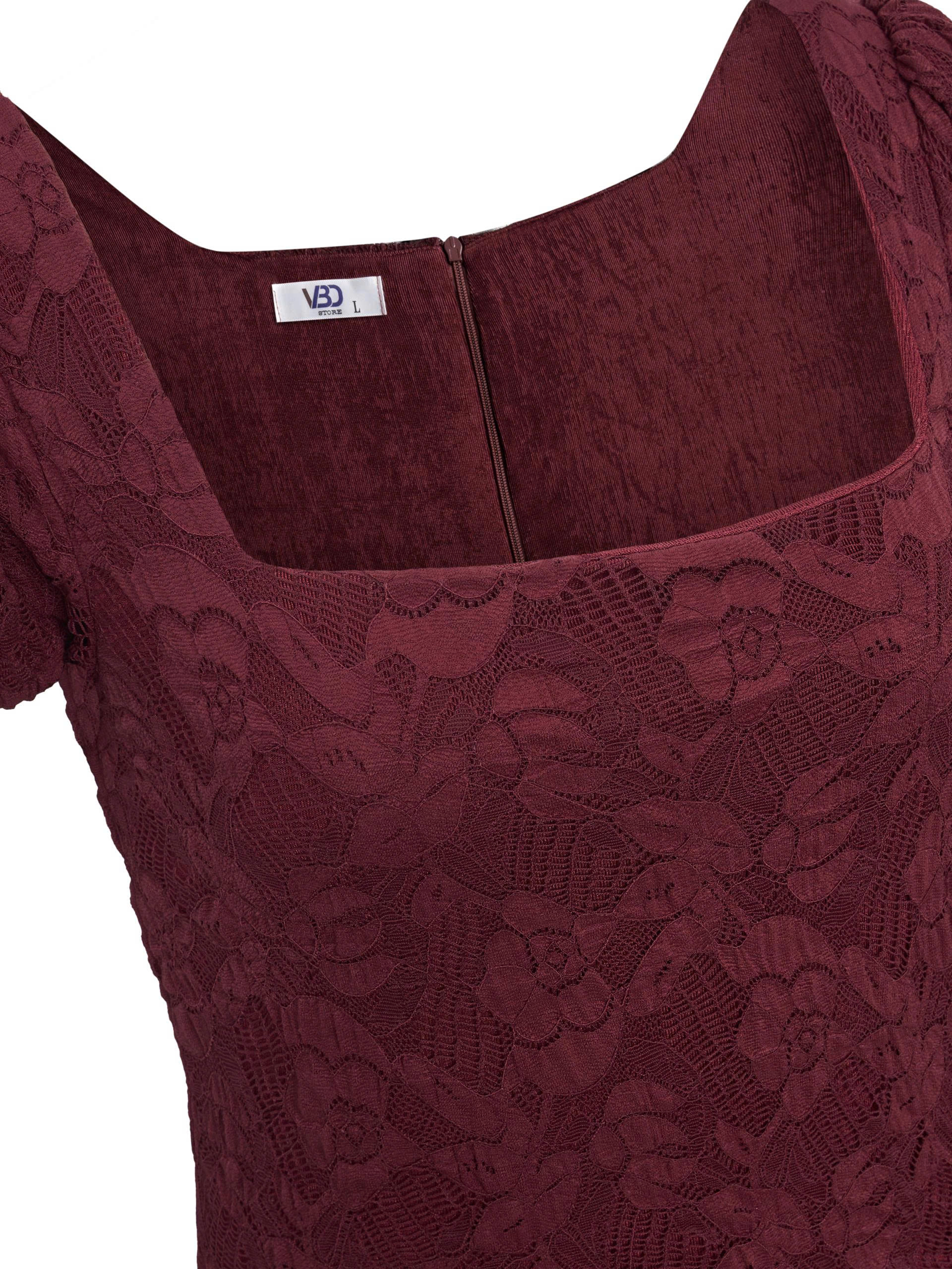 BIGSZE NỮ - Đầm ren nhún kiểu V-DA216_thumbnail_5