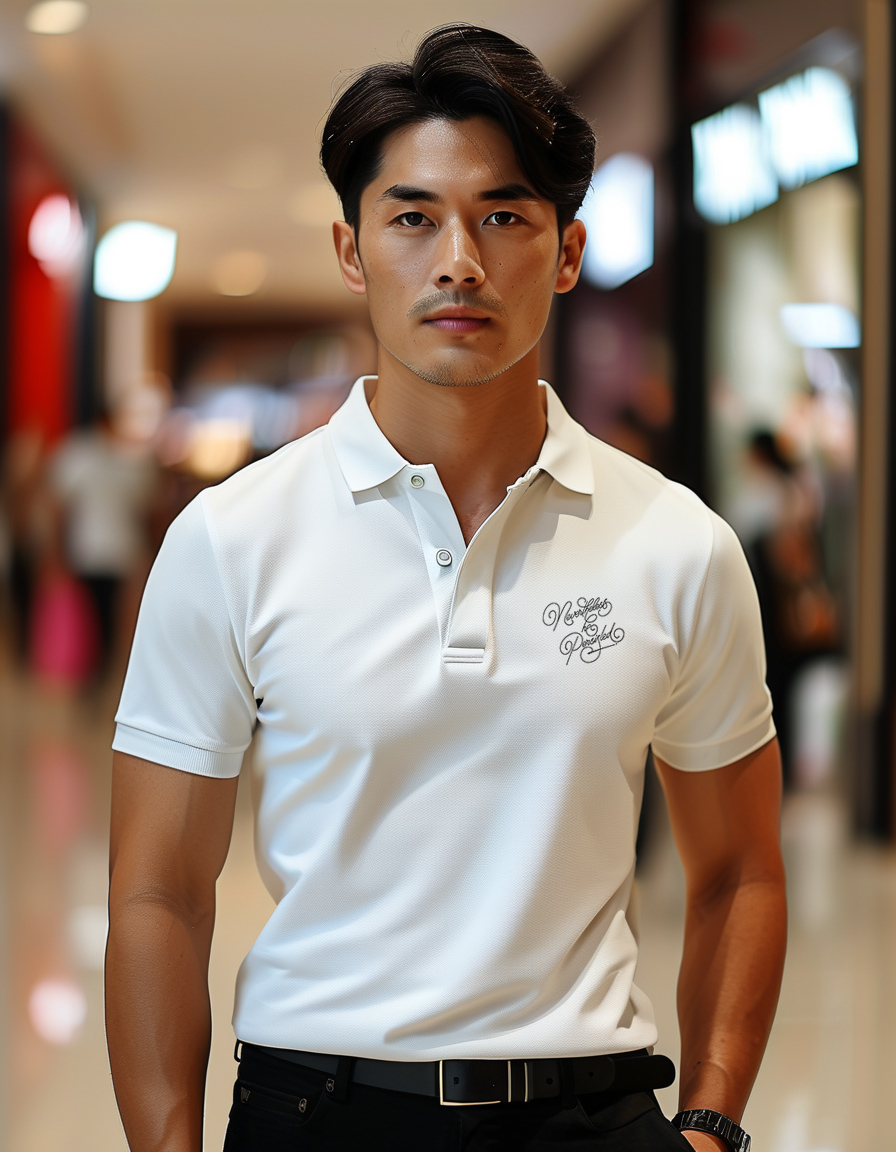 Áo polo nam form vừa regular vải cá sấu đứng form thoáng mát 1842 Miucho Iconic in typography_thumbnail_3