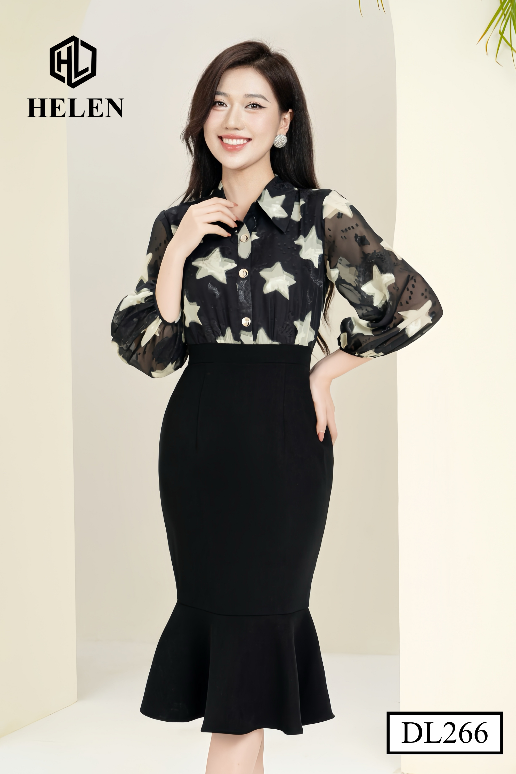 Đầm ôm họa tiết ngôi sao phối chân đuôi cá DL266_thumbnail_0