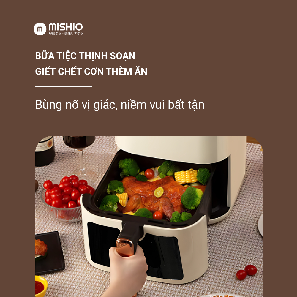 Nồi Chiên Không Dầu 8 Lít Mishio MK391 - Dung Tích Khổng Lồ, Nướng Nguyên Con Gà, Giá Cực Rẻ_thumbnail_5