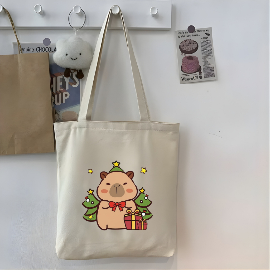 Túi tote vải canvas hình NOEL, Merry Christmas, đeo vai, có khóa kéo và ngăn phụ - WE TEE WTU08_thumbnail_3