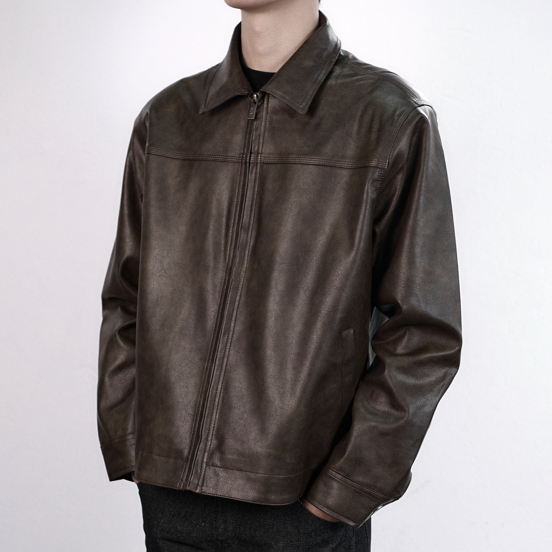 IMP 004 JACKET - Áo khoác Leather Zip Form Regular Crop
