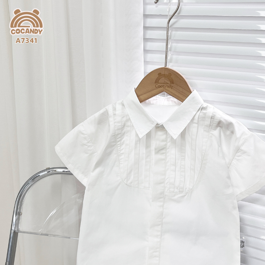 Áo cộc sơ mi TRẮNG ngực vuông xếp ly_thumbnail_2