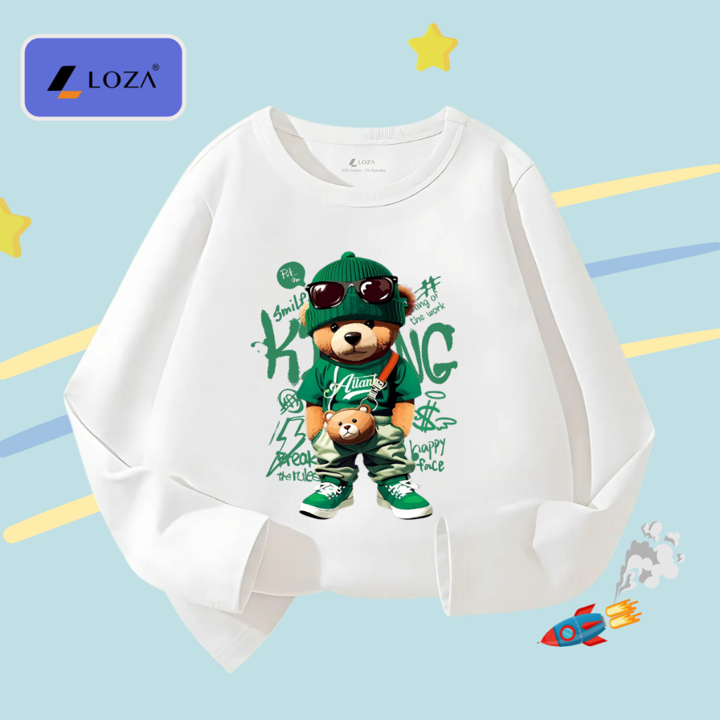 Áo thun dài tay bé trai in gấu King - Loza Kids KT3250_thumbnail_0