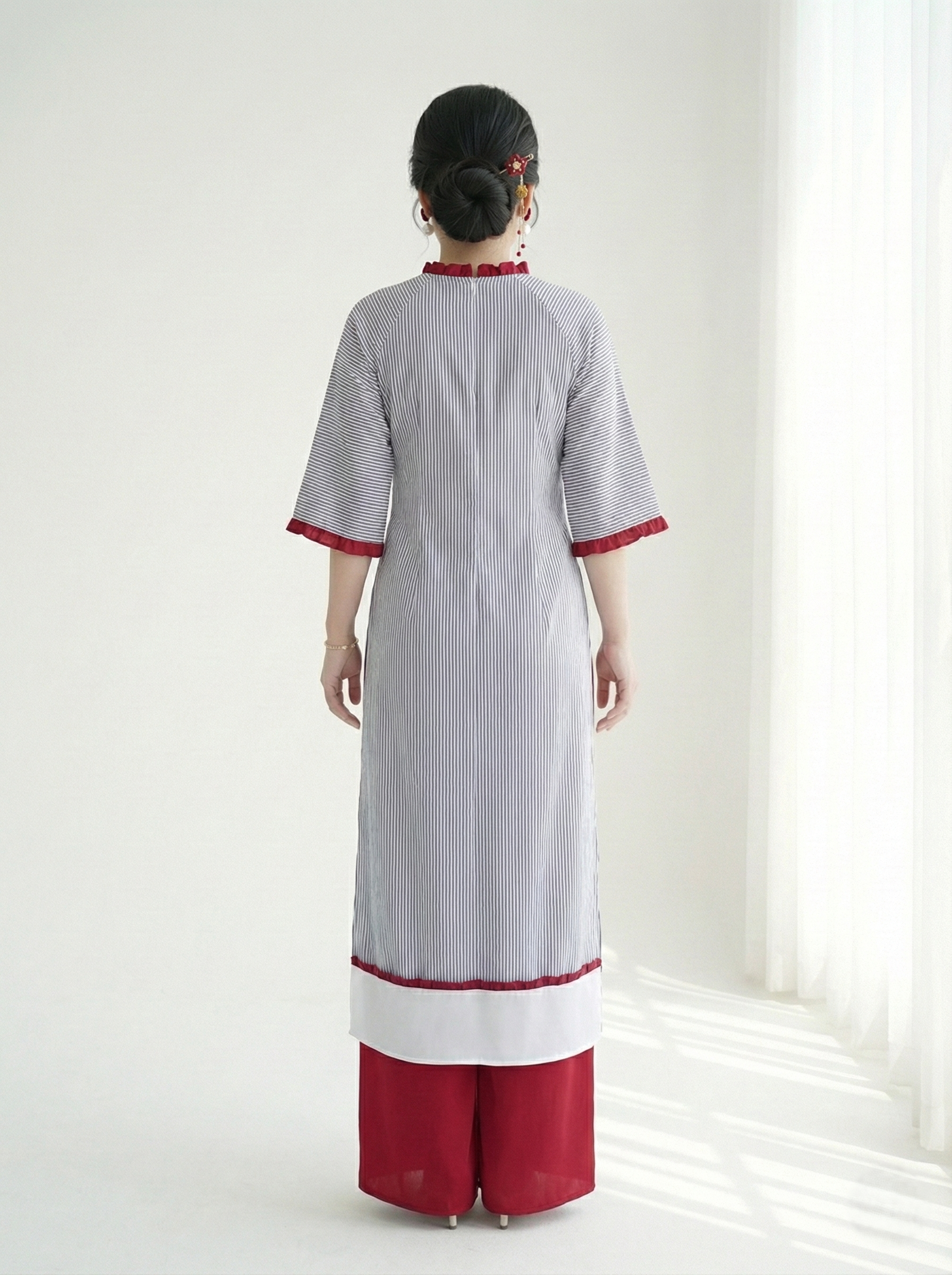 BIGSIZE- Áo dài phối nhún kiểu V-AD017_thumbnail_4