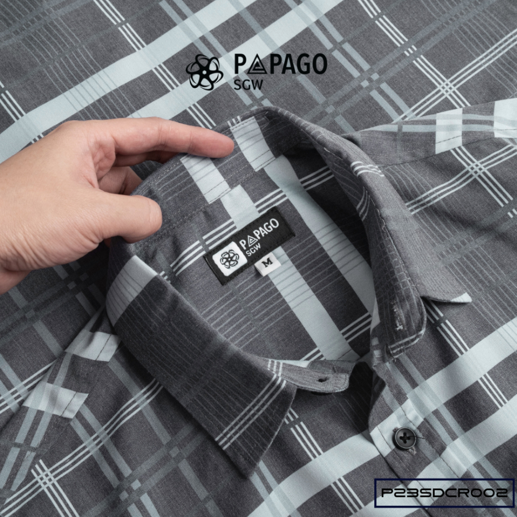 Áo sơ mi nam trung niên PAPAGO cao cấp tay dài vải lụa lai bầu in hoạ tiết sọc caro mềm mát - P23SDCR002_thumbnail_5