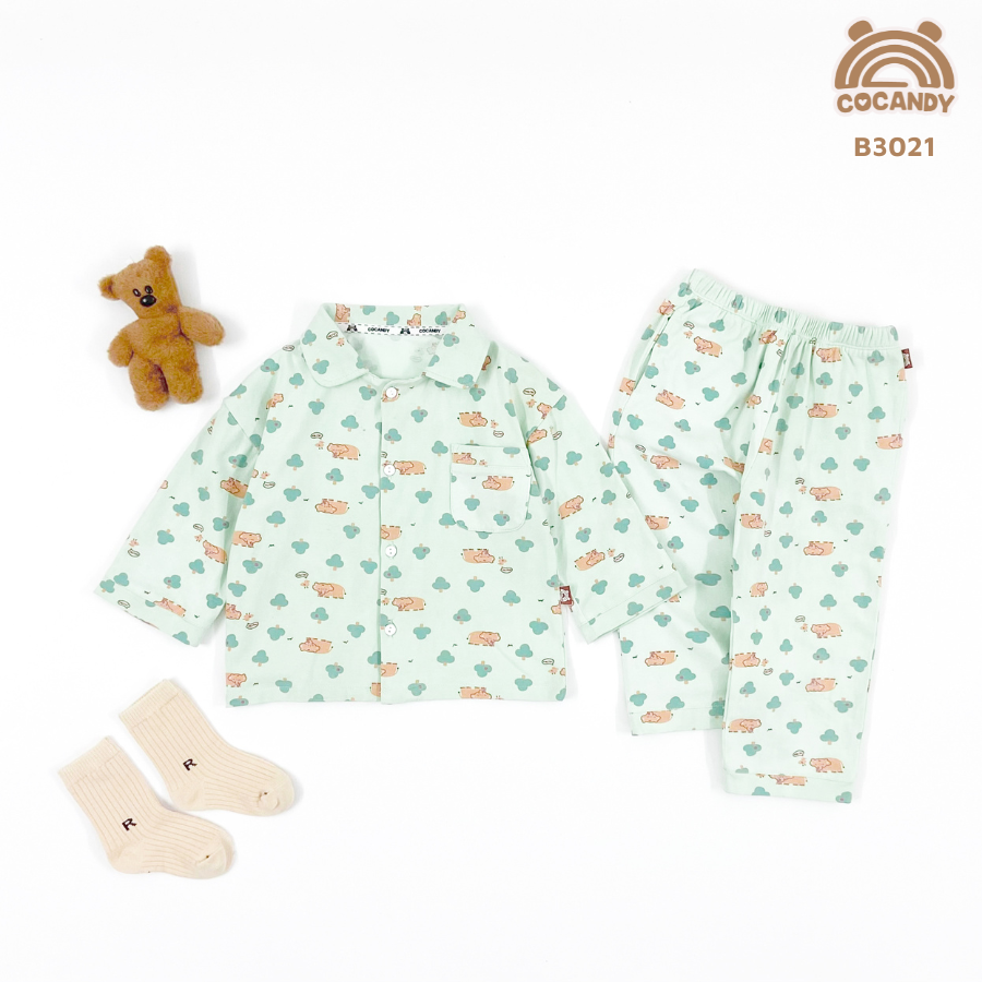 Bộ pijama dài XANH LÁ voi NÂU