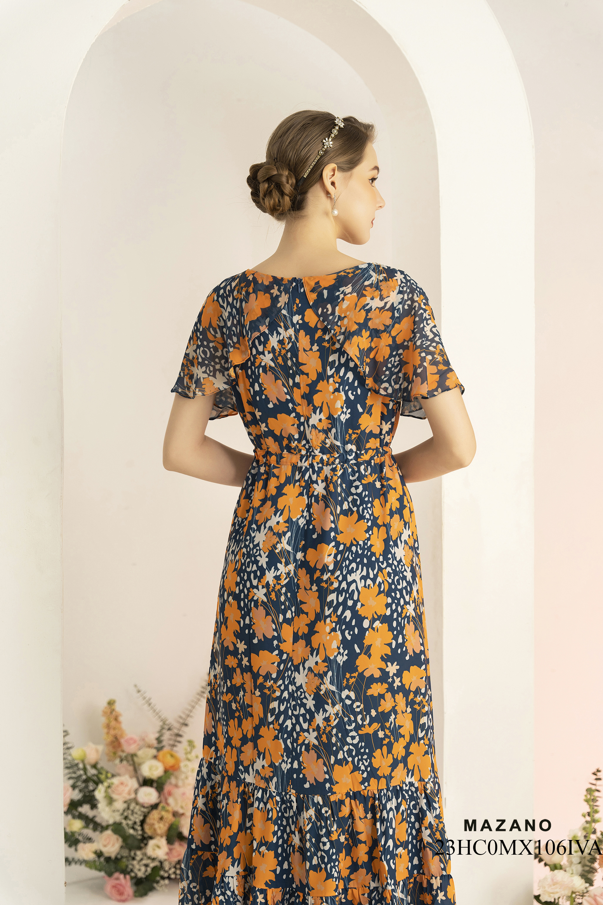 Đầm Maxi vải voan hoạ tiết hoa cánh tiên_thumbnail_1