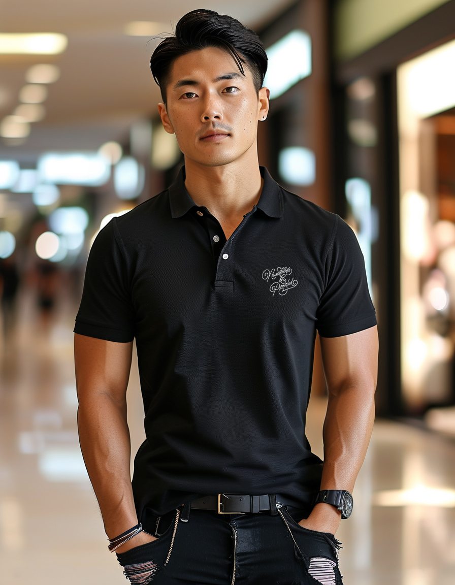 Áo polo nam form vừa regular vải cá sấu đứng form thoáng mát 1842 Miucho Iconic in typography_thumbnail_5