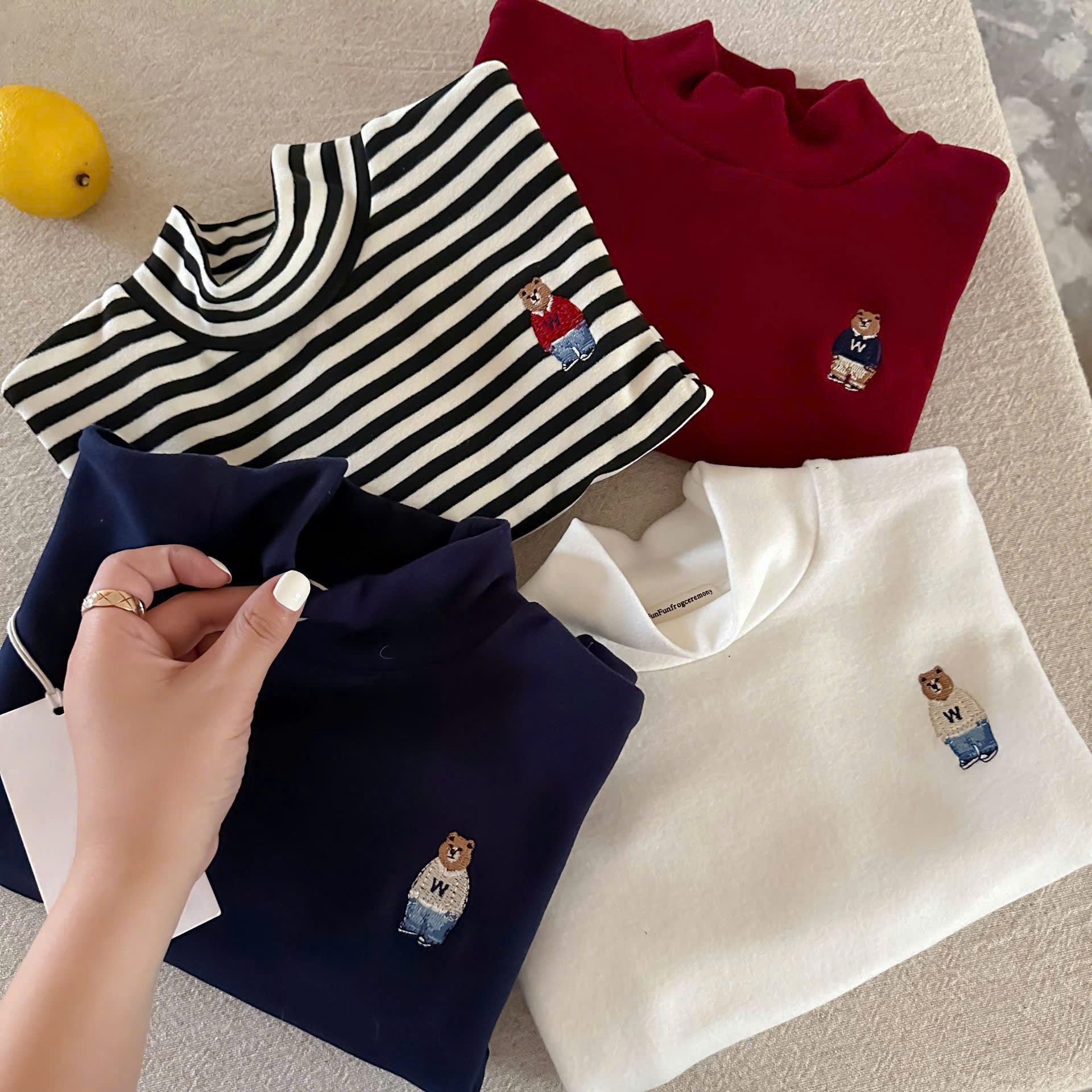 Q69 SET 4 ÁO HÌNH GẤU CỔ 3 PHÂN- A106.251