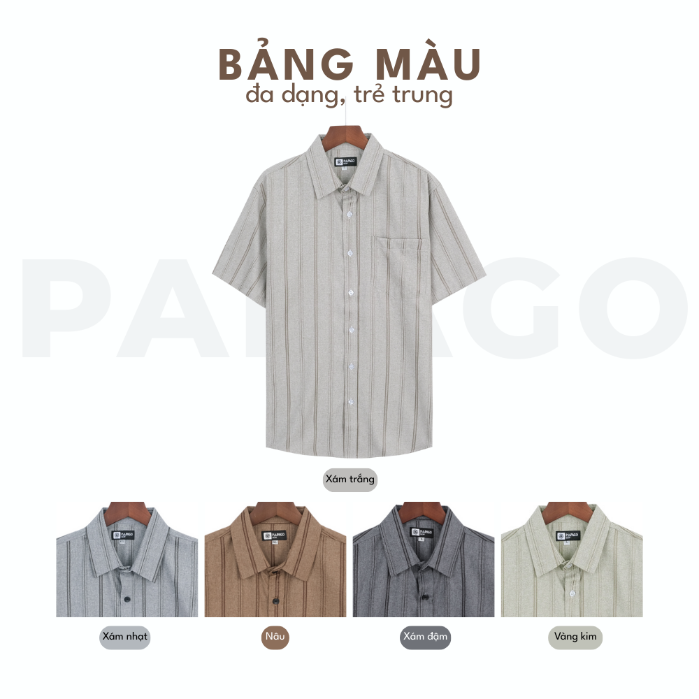 Áo sơ mi nam trung niên PAPAGO tay ngắn lai bầu vải xô đũi mềm mịn cao cấp kẻ sọc - P23SNKD001_thumbnail_6