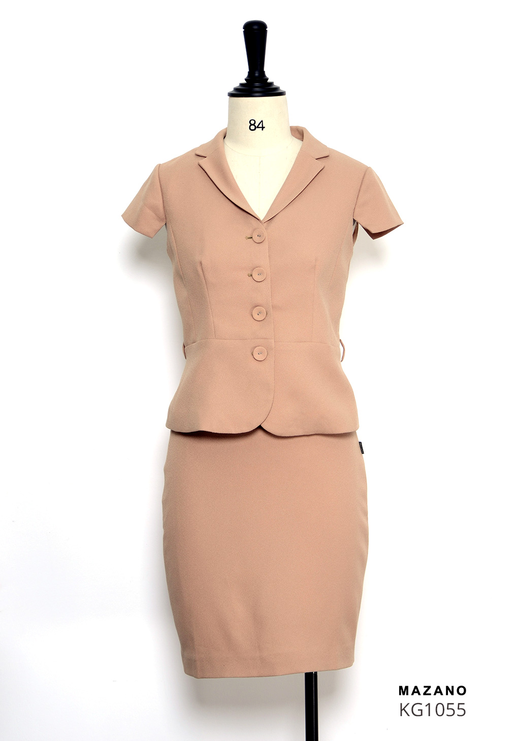 Bộ Áo ký giả ngắn tay và Chân váy juyp vải Tuytxi màu nâu nhạt_thumbnail_3