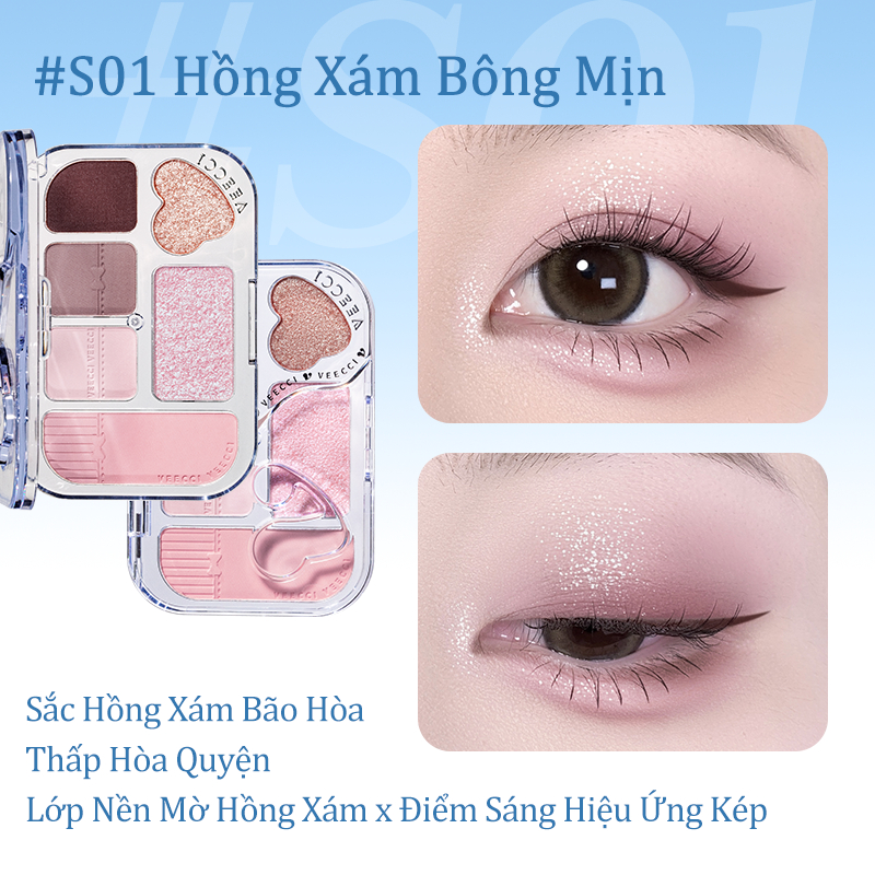 [VEECCI] Bảng phấn mắt 6 má ô Veecci 8g_thumbnail_0