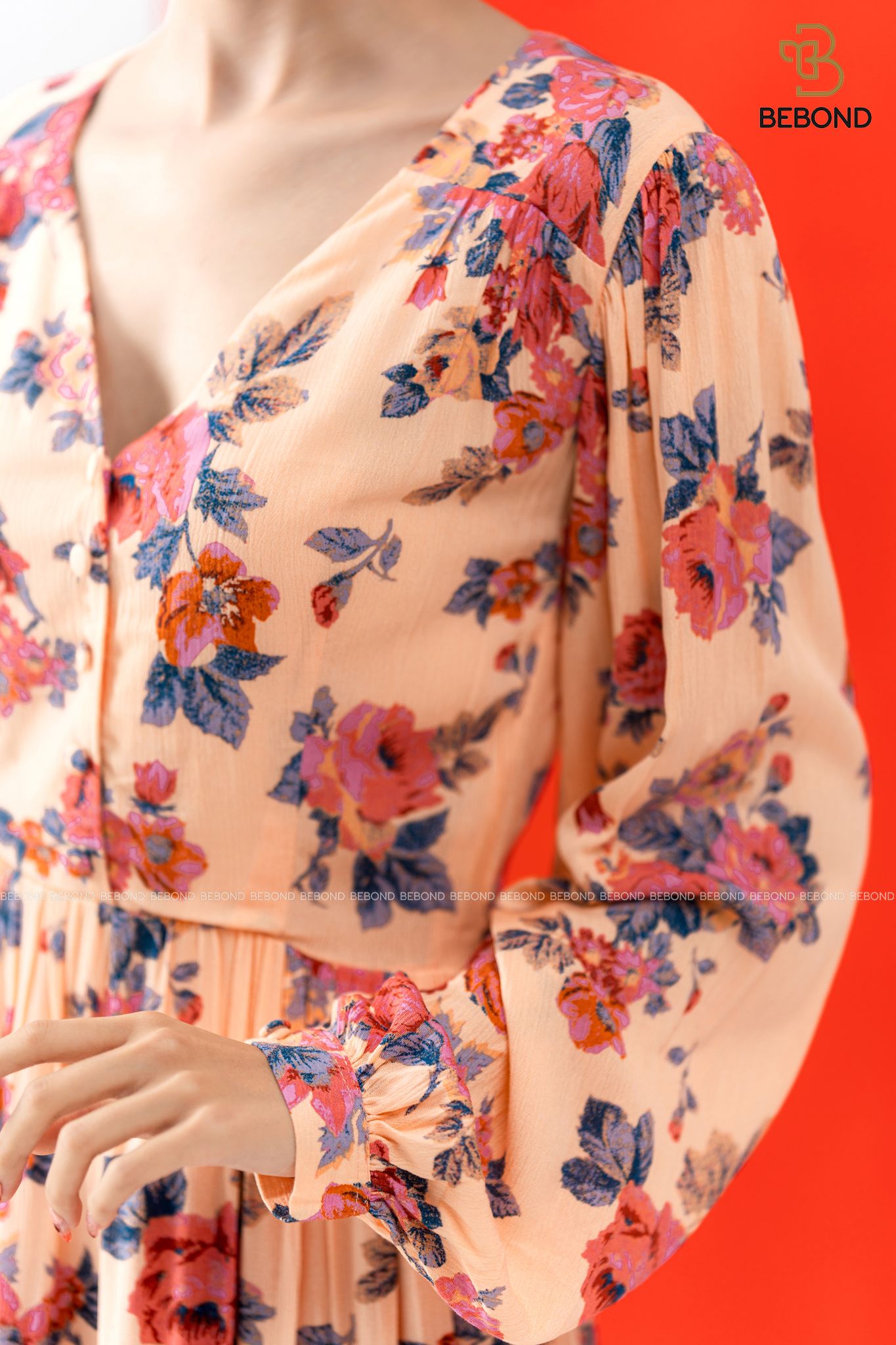 Đầm maxim cổ tim BE HOA HỒNG- Wendy Dress_thumbnail_2