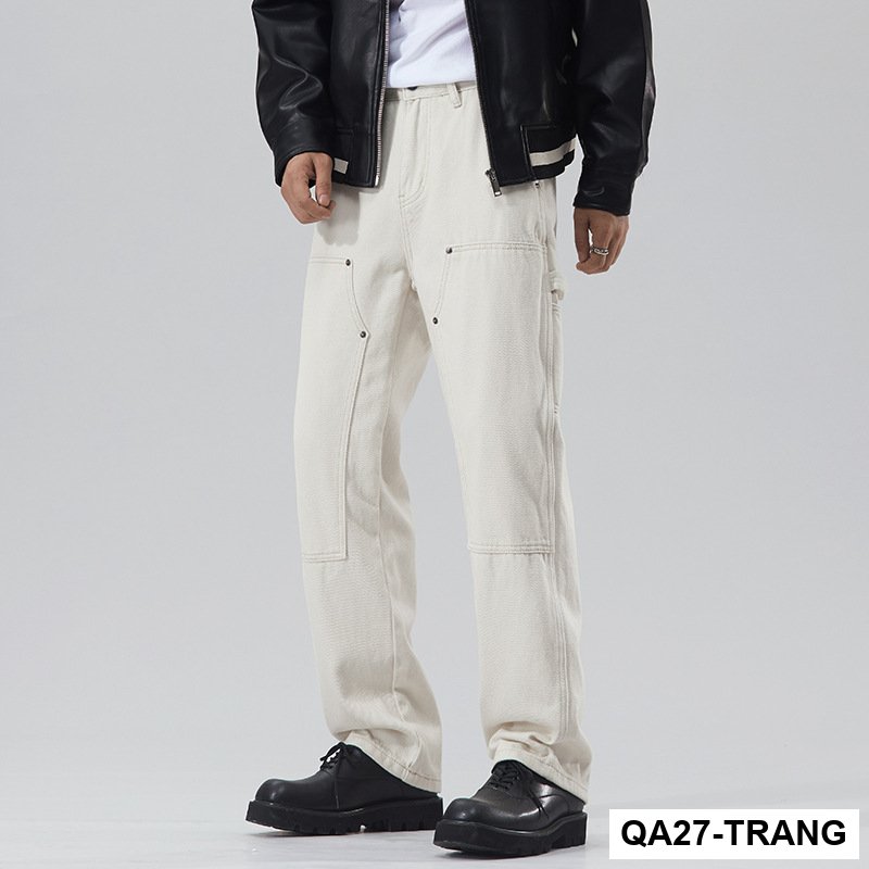 Quần jean trắng cổ điển của Mỹ dành cho nam giới vào mùa thu quần bảo hộ lao động mới dành cho nam giới vào mùa thu quần ống rộng thẳng nam_thumbnail_2