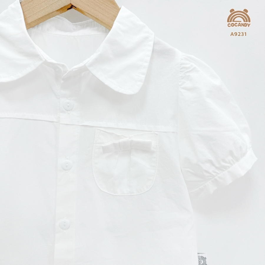 Áo cộc TRẮNG sơ mi nơ túi ngực_thumbnail_4