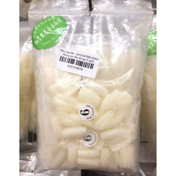 Móng úp - vuông - đục - trơn - lẻ size 06 - L2