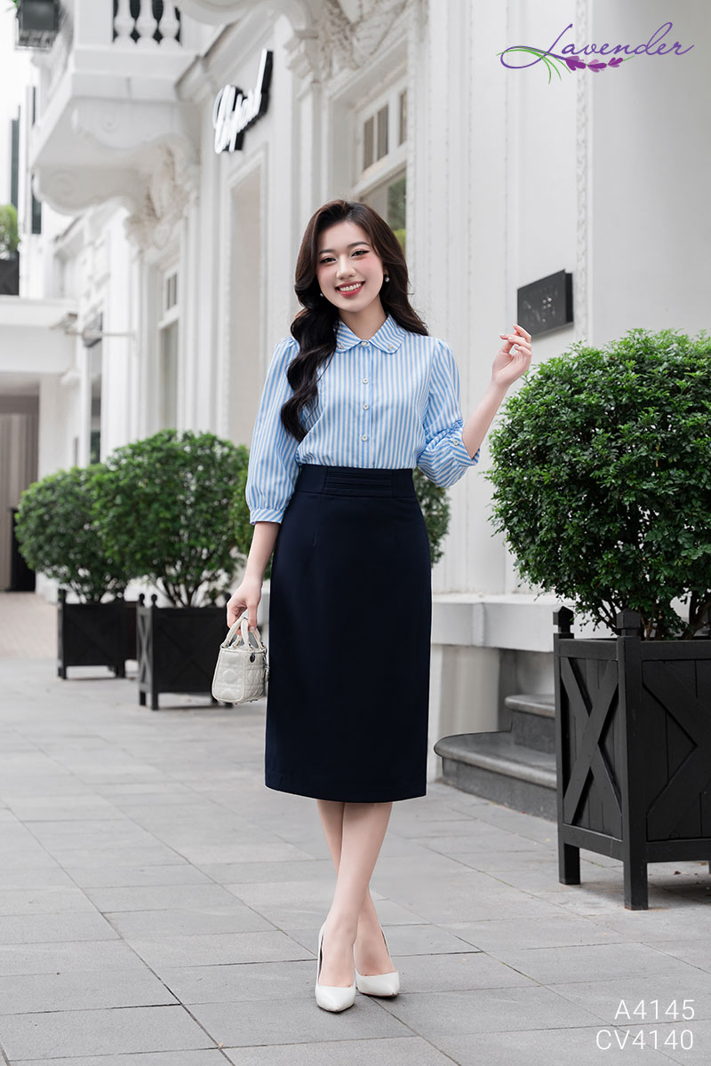 Set Áo sơ mi cổ sen tròn tay lỡ S4145