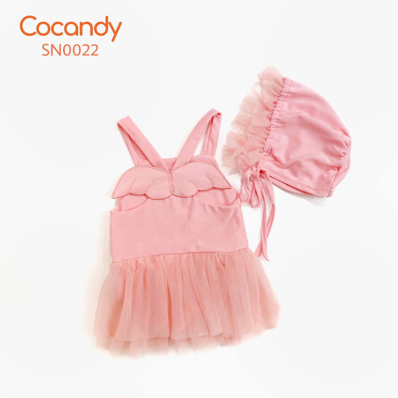 Bộ bơi Bodysuit nhập HỒNG ren + mũ