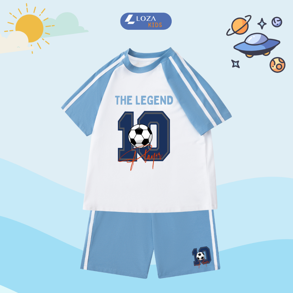 Đồ bộ bé trai phối viền in chữ 'The Legend 10' - Loza Kids BF253_thumbnail_2